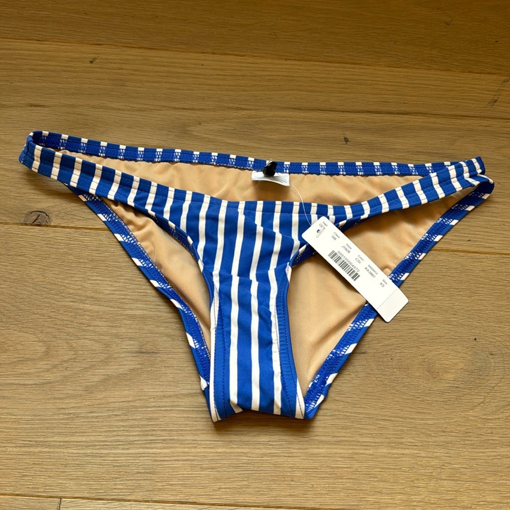 NWT J. Crew Blue and White Striped Bikini Bottom